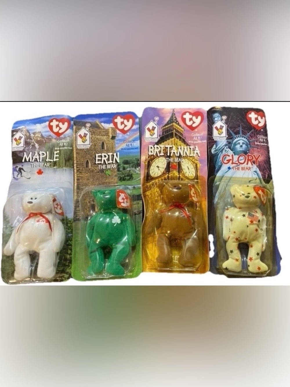 Lot of 8 Ty Teenie Beanie Babies (1999-2000) - International Bears - NIP Sealed